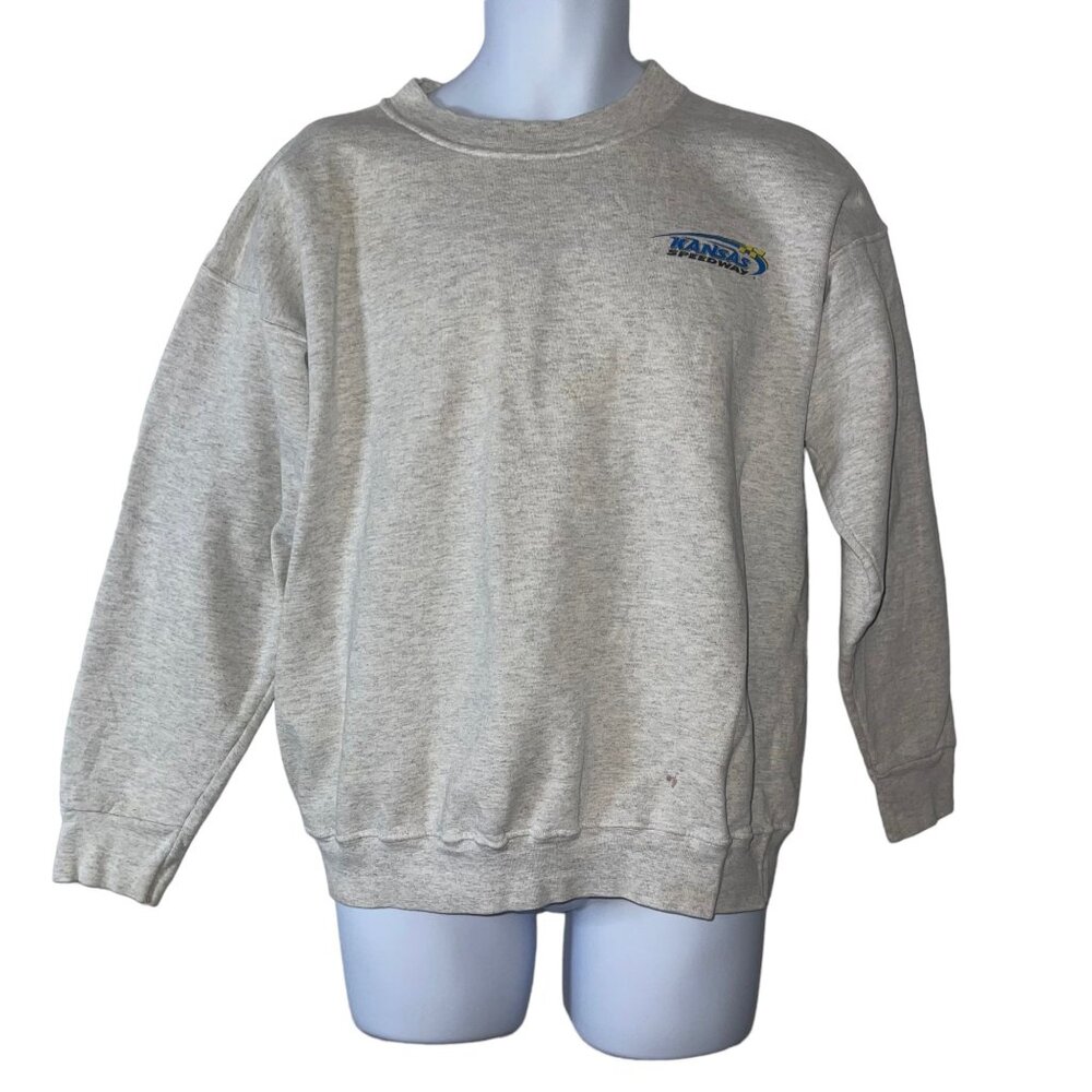 Rare Vintage ISC Kansas Speedway Sweeatshirt Mens L Made USA Well Worn Gray